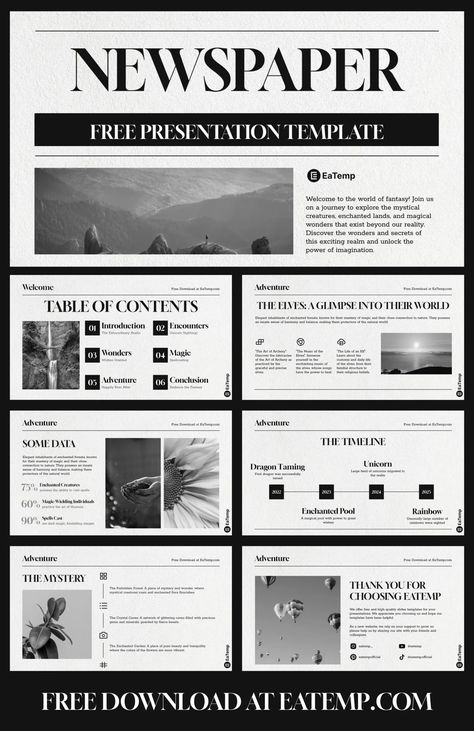 Elegant Google Slides, Slide Show Presentation Templates, Google Slides Layout Ideas, Best Powerpoint Templates, Google Powerpoint Template, Newspaper Slide Template, Slides Google Templates, Slideshow Design Layout, Google Slides Free Template