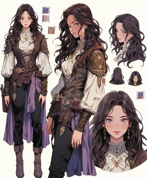 Dungeon Master Outfit, Dnd Outfits Female, Oc Medieval, Rpg Clothes, Anime Medieval, Medieval Female, Medieval Girl, Fantasy Outfits, Female Character Concept