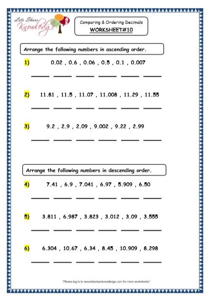 Comparing And Ordering Decimals, Subtracting Decimals Worksheet, Rounding Decimals Worksheet, Free Printable Multiplication Worksheets, Grade 5 Math Worksheets, Printable Multiplication Worksheets, Ordering Decimals, Ordering Fractions, Comparing Decimals