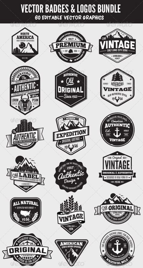 Logo Inspiration Vintage, Vintage Badges, Retro Logo Design, Vintage Logos, Logo Bundle, Restaurant Logo, Logos Ideas, Bold Logo, Retro Logos