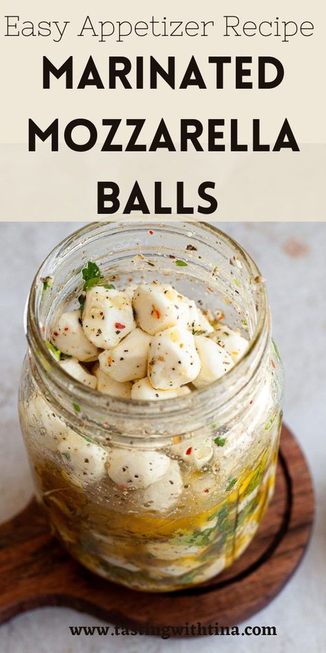 Marinated Mozzarella Balls are a delicious and easy appetizer recipe! With fresh mozzarella pearls marinated in extra virgin olive oil and herbs, this is perfect for entertaining. Marinated Mozzarella Pearls, Marinated Mozzarella Balls Recipes, Fresh Mozzarella Recipe Appetizers, Mozzarella Pearls Recipes, Fresh Mozzarella Appetizers, Recipe With Mozzarella, Mozzarella Balls Recipe, Marinated Mozzarella Balls, Fresh Mozzarella Recipe