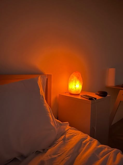 the significance of the salt lamp | hannahfox | hannah bellinger | fox thornton | bellinger sister duo | book aesthetic Salt Rock Lamp In Bedroom, Room Calm Aesthetic, Salt Lamp In Bedroom, Calm Lighting Bedroom, Clean Simple Aesthetic, Salt Lamp Living Room, Bedroom Salt Lamp, Clean Light Aesthetic, Rock Salt Lamp Aesthetic