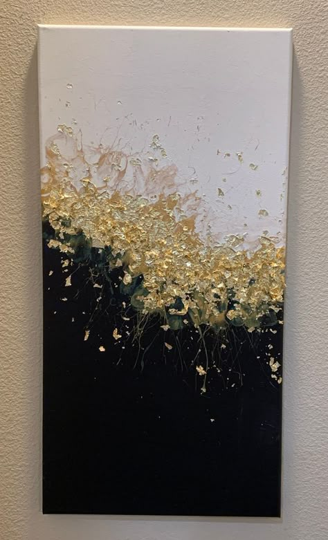 Painting With Gold, Ivory Paint, Gold Art Painting, Texture Painting On Canvas, Canvas For Beginners, Small Canvas Paintings, Diy Canvas Wall Art, Gold Leaf Art, Acrylic Pouring Art