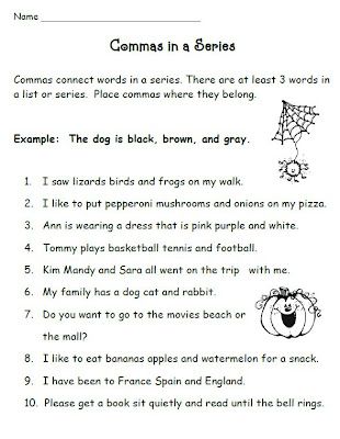 Smiling and Shining in Second Grade: Commas in a Series Comma Worksheets, Teaching Punctuation, Commas In A Series, Worksheets 2nd Grade, Punctuation Worksheets, 2nd Grade Writing, Have Fun Teaching, Writing Prompts For Kids, Grammar And Punctuation