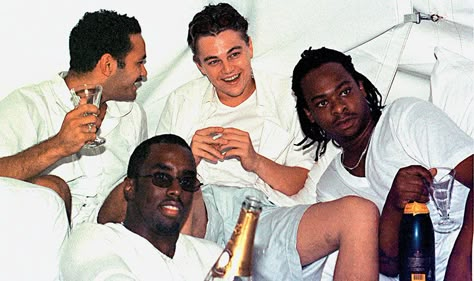 The Hamptons' "Modern-Day Gatsby": Diddy's White Party Turns 20 | Hollywood Reporter | From left: Diddy, Leonardo DiCaprio and Jarobi White at the first White Party in 1998. Leonardo Dicaprio Birthday, Bad Boy Entertainment, Hamptons Modern, 90s Boys, Sean Combs, Young Leonardo Dicaprio, Leo Dicaprio, Aretha Franklin, Killing Me