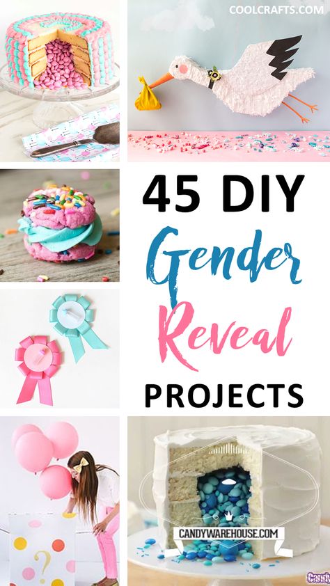 45 Of The Cutest Gender Reveal Party Ideas. | Coolcrafts.com Diy Gender Reveal, Gender Reveal Party Food, Gender Reveal Diy, Gender Reveal Box, Simple Gender Reveal, Reveal Party Ideas, Gender Reveal Party Ideas, Creative Gender Reveals, Gender Reveal Unique