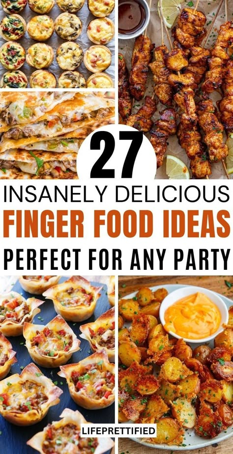 27 Crowd-Pleasing Party Food Ideas That Are Quick and Easy!! Party food for a crowd, party snacks, appetizer recipes for party, easy party food ideas, party foods, last minute appetizers, finger food ideas Grab And Go Appetizers, Quick And Easy Party Food, Appetizer Recipes For Party, Finger Food Buffet, Easy Party Food Ideas, Superbowl Party Food Ideas, Recipes For Party, Party Food For A Crowd, Finger Food Ideas