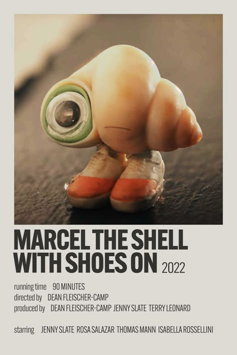 Marcel The Shell With Shoes On Poster, Marcel The Shell Tattoo, Marcel The Shell With Shoes On, Show Polaroid Poster, Short Film Ideas, Rosa Salazar, Marcel The Shell, Alt Posters, Jenny Slate