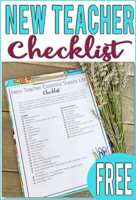 Beginning Teacher, New High School Teacher, High School Facs Classroom Decor, Classroom Decor Checklist, Teacher Prep Organization, Elementary Science Teacher Classroom, Middle School Teacher Supplies, Elementary Classroom Necessities, Teacher To Do List Before School Starts