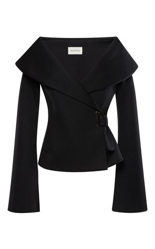 This **Beaufille** top features an off the shoulder V neck with a wide lapel collar. Stylish Work Attire, Mode Inspo, Off The Shoulder Top, Mode Inspiration, Dream Clothes, Modest Outfits, Moda Operandi, Classy Outfits, Aesthetic Clothes