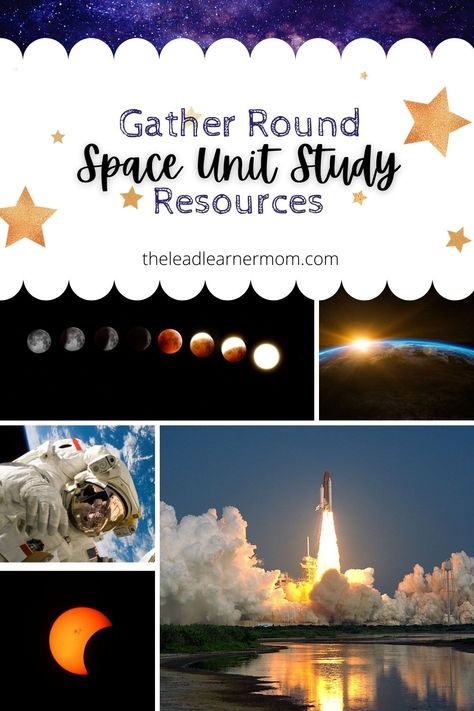 Gather Round Homeschool, Space Unit Study, Homeschool Astronomy, Homeschool Units, Homeschool Science Experiments, Moon Unit, Unit Study Ideas, Space Lessons, Kindergarten Units