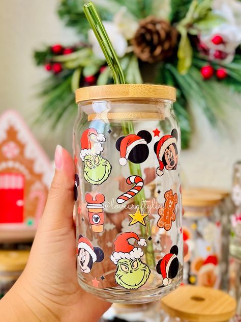 Christmas Grinchie 16oz Beer Can Glass Holiday Cup Iced Coffee Gift winter Mouse Christmas Tree Snowflake - Etsy Anillo Aesthetic, Iced Coffee Gifts, Christmas Tree Snowflake, Halloween Cans, Holiday Cups, Spooky Gifts, Smoothie Cup, Christmas Grinch, Mouse Christmas