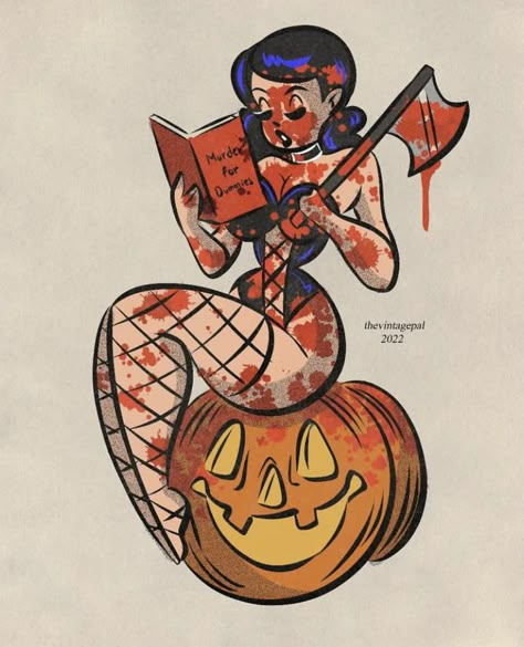 Halloween Pin Up Art, Vintage Halloween Cartoon, Pin Up Halloween, Halloween Pinup, Arte Pulp, Pin Up Cartoons, Halloween Pin Up, Halloween Instagram, Art Person