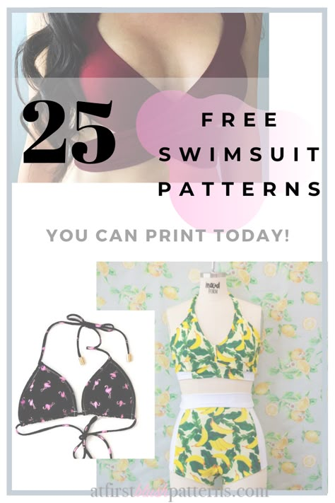 free swimsuit sewing patterns Swim Top Pattern Sewing, Swimming Suit Pattern Sewing, Tankini Pattern Sewing Free, Diy Swimsuit Top, How To Make Your Own Swimsuit, Easy Swimsuit Pattern, Bathing Suit Sewing Pattern Bikinis, Sewing A Bathing Suit, Sewing Pattern Swimsuit