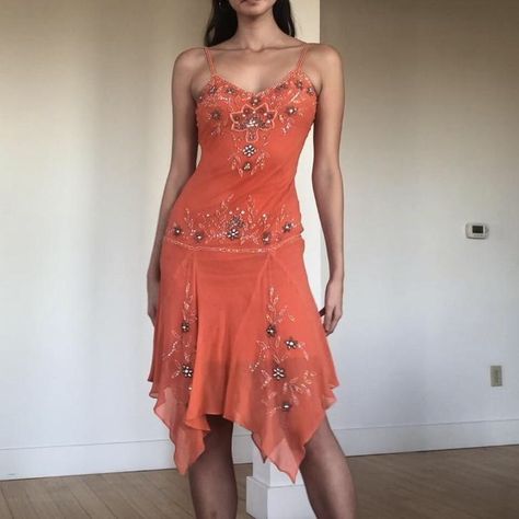 Look what I just found on Depop 🙌 https://depop.app.link/3rY68ceuryb Sue Wong, Y2k Summer, Fairy Core, Asymmetrical Hem, Beaded Dress, Asymmetric Hem, Silk Dress, Bead Work, Vintage 90s