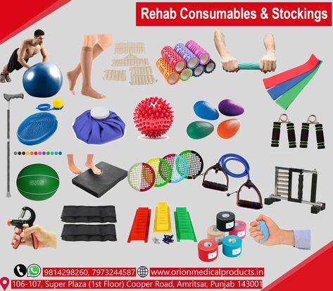 The highest quality therapeutic consumables and equipment for the rehabilitation. A range of essential products for physiotherapy, massage and rehab. Helping to relieve pain, increase movement and improve performance. Order Now- Please Directly message us or Call us or Whatsapp at - 9814298260📞📞 https://orionmedicalproducts.in Suneet Mahajan Orion Marketer's Physiotherapy Equipment, Rehabilitation Equipment, Physiotherapy Clinic, Essential Products, Setup Ideas, Medical Equipment, Hand Sanitizer, Massage, Stockings