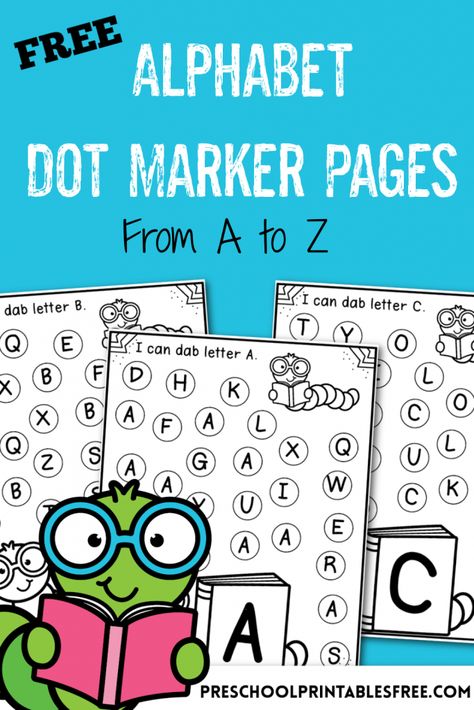 Free Alphabet Dot Marker Printables – Free Preschool Printables Dot Marker Printables Free, Preschool Alphabet Printables, Free Alphabet Printables, Dot Marker Printables, Dot To Dot Printables, Activity For Kindergarten, Alphabet Toys, Dot Marker Activities, Letter Recognition Activities