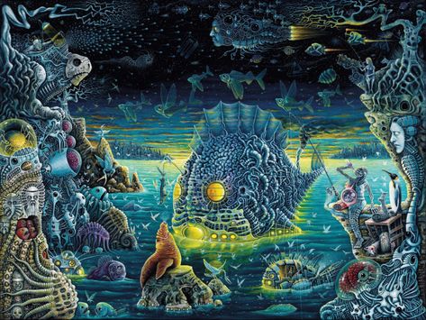 Planet Caravan, Trippy Pictures, Superflat, Psy Art, Fabric Poster, Poster Shop, Fantasy Paintings, Visionary Art, Trippy Art