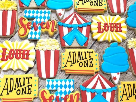 Ginny Cook on Instagram: “First time doing a circus theme-so fun! 🍿 #circuscookies #circus #carnivalcookies” Carnival Theme Cookies Decorated, Carnival Theme Cookies, Carnival Cookies, Circus Cookies, Theme Cookies, Carnival Theme, Carnival Themes, Cookies Decorated, Circus Theme