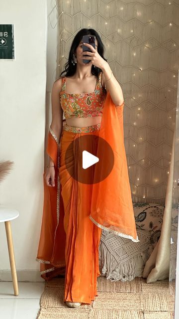 S u Y u on Instagram: "Add a pop of color to your celebrations with our gorgeous Orange Draped Skirt Three Piece Set 🧡
Shop now 🌸

DM to order
Whatsapp : 8800432371
.
.
.
#lehenga #lehengacholi #lehengalove #drapedskirt #weddingdress #shadiseason #indianbride #haldioutfit #sangeetoutfit #bridesmaidlehenga #lehengagoals #suyubyyukti 
[ draped skirt, bridesmaid lehenga, indian wear, trending lehenga, haldi outfit]" Draped Skirt Indian Outfit, Haldi Outfit For Bridesmaid Indian, Orange Haldi Outfit, Haldi Dresses For Bridesmaid, Drape Skirt Outfit, Haldi Look For Bridesmaid, Indian Haldi Outfit, Draped Skirt Outfit, Haldi Outfits For Bridesmaid