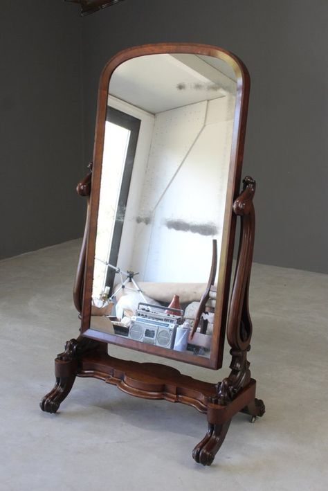 Large Victorian Mahogany Cheval Mirror Mirror Full Length, Victorian Mirror, Pembroke Table, Upholstered Footstool, Campaign Furniture, Small Chest Of Drawers, Cheval Mirror, Design Chair, Victorian Furniture