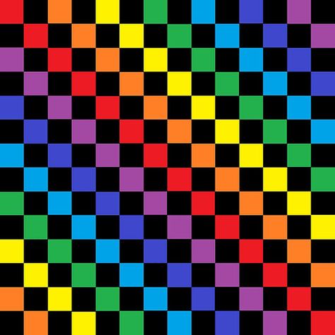 Checkered Rainbow Black Checker Wallpaper, Black Bandana, Abstract Digital Art, Rainbow Aesthetic, Rainbow Wallpaper, Wall Collage, Digital Art, Neon, Rainbow