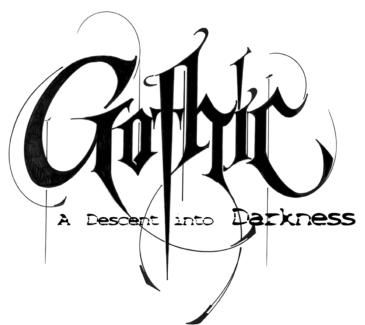 A Descent into Darkness Gothic Words, Gothic Text, Gothic Lettering, Tattoo Lettering Styles, Ghost Tattoo, Gothic Font, Tattoo Lettering Fonts, Gothic Fonts, Gothic Tattoo