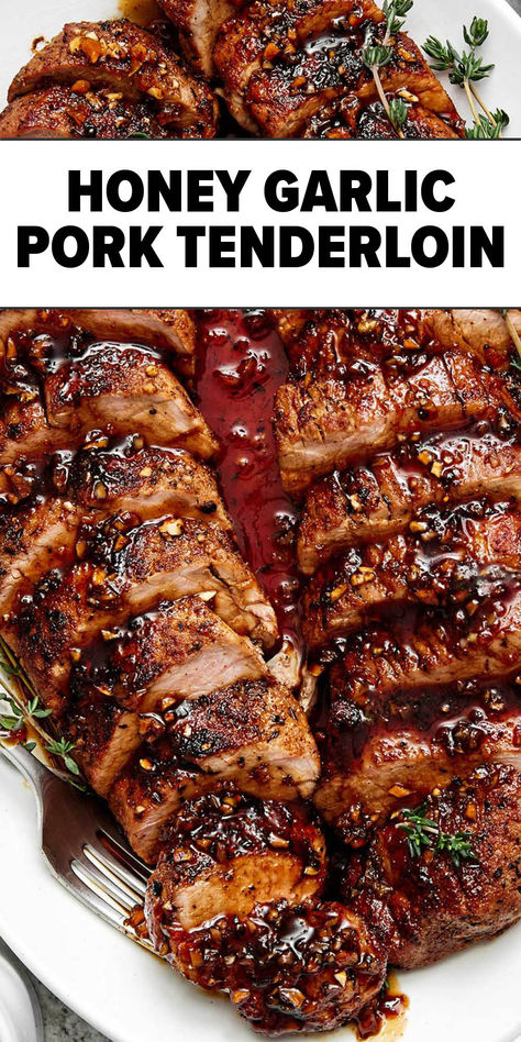 Honey garlic pork tenderloin Pork Tenderloin Loin Recipes Oven, Quick Pork Tenderloin Recipes, Chinese Pork Tenderloin Recipes, Marinated Pork Tenderloin Recipes, Pork Tenderloin Sauce, Pork Tenderloin Bbq, Pork Tenderloin Recipes In Oven, Sauce For Pork Tenderloin, Oven Baked Pork Tenderloin