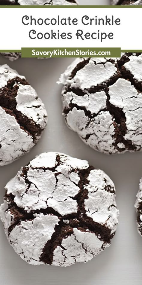 Craving a classic holiday cookie that everyone loves? Our Chocolate Crinkle Cookies Recipe is the ultimate addition to your Christmas Desserts lineup, offering rich flavor and a delightful texture. Don't forget to save this recipe for your festive baking needs and spread the joy of cookies! Chocolate Krinkle Cookies, Best Chocolate Crinkle Cookies, Fudgy Chocolate Crinkle Cookies, Chocolate Crinkles Recipe, Christmas Crinkle Cookies, Fun Holiday Recipes, Crinkles Recipe, Chocolate Crinkle Cookies Recipe, Fun Holiday Food