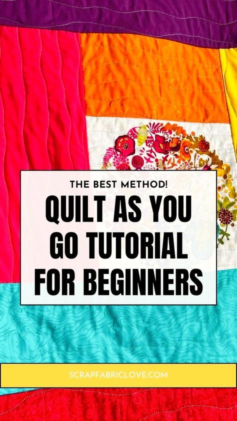 Looking for an easy quilt-as-you-go joining method? This quilt as you go technique for joining rows or blocks is so easy and there's no sashing or hand sewing required! You can do this on a domestic machine, and it's a great QAYG technique to learn. Use this quilt as you go joining method to join jumbo log cabin quilts or large row or column based quilts. For this easy rainbow baby quilt pattern (no measuring required!) and to learn how to quilt as you go, head to scrapfabriclove.com now! Beginner Quilt Tutorial, Quilt Blocks Easy, Beginning Quilting, How To Quilt, Sewing Machine Quilting, Basic Quilt, Baby Quilt Pattern, Straight Line Quilting, Easy Quilt