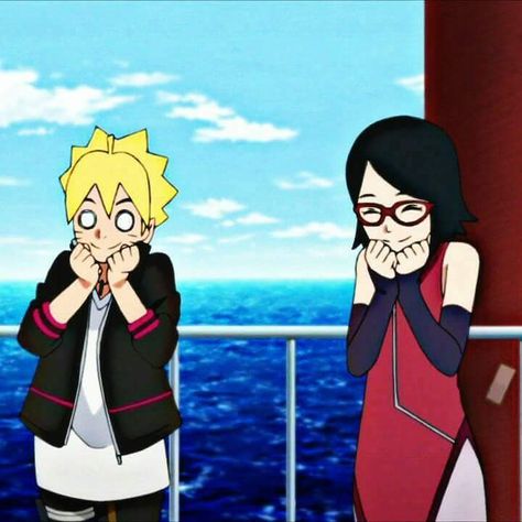 Boruto and Sarada are both so cute and have a special relationship ❤️❤️❤️ Sarada X Boruto, Sarada And Boruto, Sarada Uchiha Icon, Boruto Fanart, Boruto X Sarada, Baruto Manga, Naruto Show, Boruto And Sarada, Boruto Characters