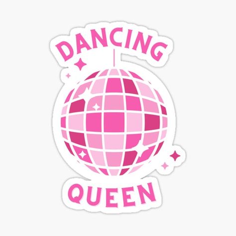 Dancing Queen Card 17, Dancing Queen Poster Aesthetic, Dancing Queen Illustration, Mamamia Party, Disco Stickers, Pink Disco Ball Clipart, Ball Dancing, Disco Ball Design, Pink Disco Ball