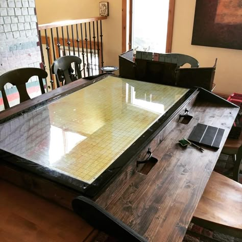 Foldable Dnd Table, Dnd Gaming Table Diy, Dnd Table Setup, Dungeons And Dragons Game Room, D&d Game Room, Dnd Table Diy, D&d Table, Dnd Game Room, Dnd Setup