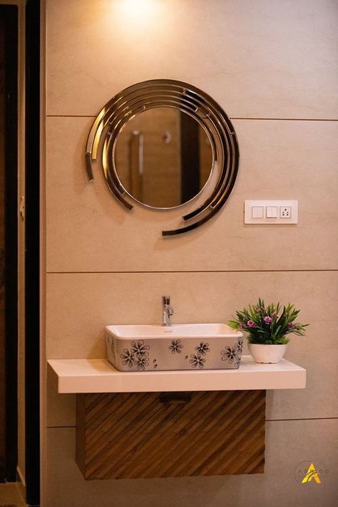 Dining Wash Basin Ideas, Modern Wash Basin Mirror Design, Small Hand Basin, Bathroom Hand Wash Design, Simple Basin Design, Wash Besing Wall Design, New Model Wash Basin, Designer Mirror For Wash Basin, Wash Basing Ideas