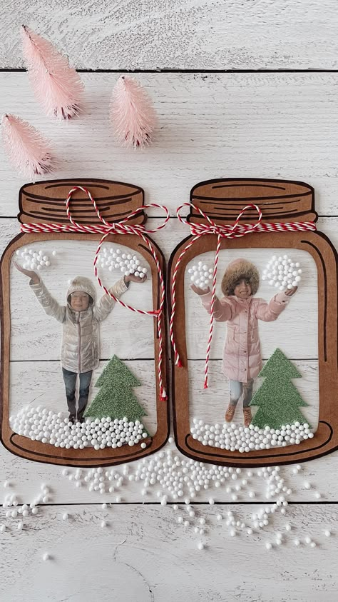 Kiara Sierra (@_everythingalways_) • Instagram photos and videos Paper Mason Jar Snow Globe, Christmas Card Recycle Crafts, Mason Jar Snow Globe For Kids, Snow Globe Picture Ornament, Mason Jar Template, Jar Template, Snow Globe For Kids, Mason Jar Picture, Open Picture