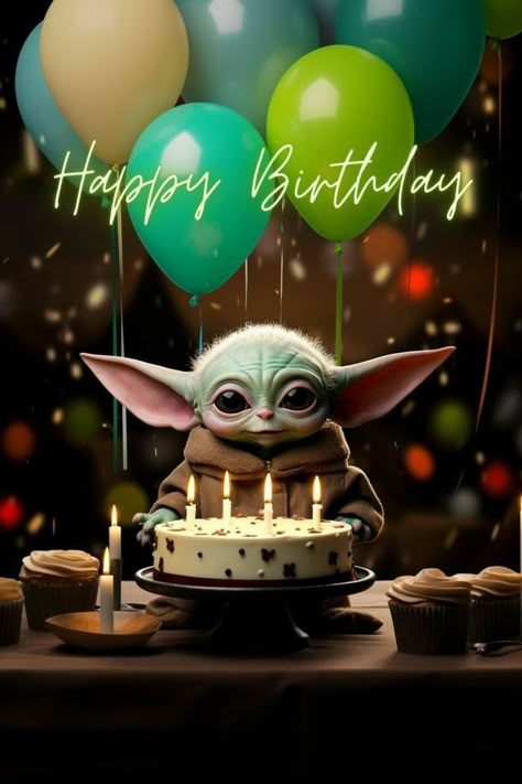 Yoda Birthday Wishes, Birthday Wishes Star Wars, Grogu Happy Birthday, Star Wars Birthday Wishes, Star Wars Birthday Cards, Happy Birthday Wishes Funny, Happy Birthday For Men, Yoda Happy Birthday, Happy Birthday Men