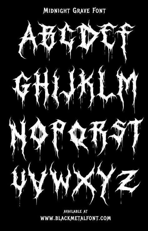 Black Lettering Alphabet, Black Metal Font Tattoo, Different Word Fonts, Graffiti Lettering Alphabet Fonts Free Printable, Heavy Metal Font Alphabet, Metal Logo Design Ideas, Heavy Metal Drawing, Metal Fonts Alphabet, Black Metal Drawing