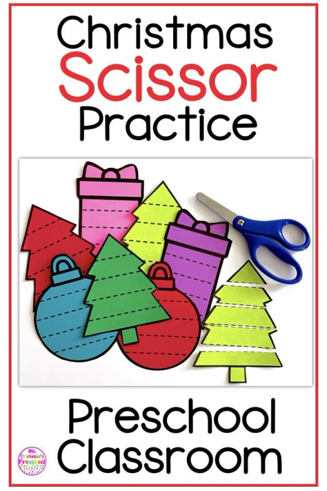 Practice Scissor Skills Christmas Themed Preschool Classroom Christmas Opposites Preschool, Boxing Day Crafts For Kids, Grinch Preschool Activities, Grinch Activities For Preschool, Fine Motor Christmas Activities, Grinch Activities For Kids, Christmas Process Art, Preschool Scissors Activities, Preschool Christmas Games