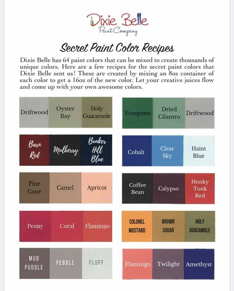 Dixie Belle Paint Color Chart