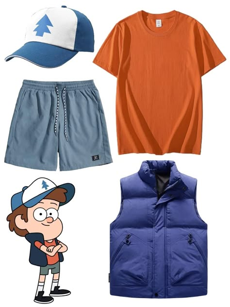 Costumes With Stuff You Already Have, Simple Cosplay Ideas Male, Dipper Halloween Costume, Summerween Costumes, Dipper And Mabel Costumes, Shrimp Costume, Simple Cosplay Ideas, Gravity Falls Costumes, M&m Costume