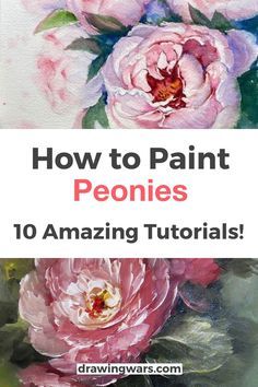 How To Paint Peonies In Oil, How To Paint Peonies Step By Step, Oil Peony Painting, Canvas Paint Tutorial, How To Draw Peony Flowers, Drawing Peonies Step By Step, How To Paint A Peony Acrylic, Peony Oil Painting Tutorials, Peony Flower Drawing Step By Step