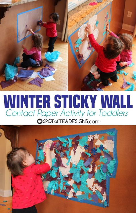 Cold Weather Activities For Toddlers, Winter Provocations, Young Toddler Activities, Paper Activity, Winter Babies, Winter Activities For Toddlers, Sticky Wall, January Activities, Infant Room