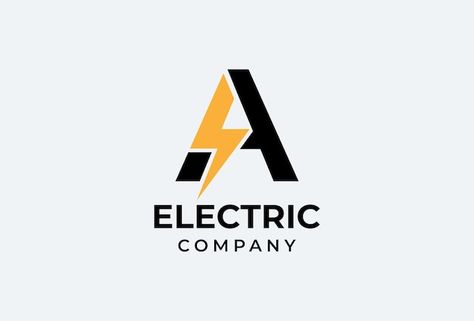 Letter a logo with thunder bolt combinat... | Premium Vector #Freepik #vector #logo Electrician Logo Design Ideas, Logo For Electrical Company, Electricity Logo Design, Electrical Logo Design Ideas, Electrician Branding, Electrician Logo Design, Electric Company Logo, Electrical Logo Design, Electric Logo Design