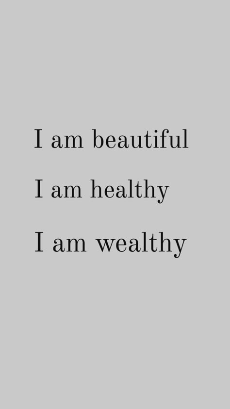 Wallpaper. Positive affirmations to manifest your dream life. I am beautiful, I am healthy, I am wealthy Wallpaper Positive Affirmations, I Am Wealthy, Wallpaper Positive, I Am Healthy, I Am Affirmations, Vision Board Manifestation, Wealth Affirmations, Daily Positive Affirmations, I Am Beautiful