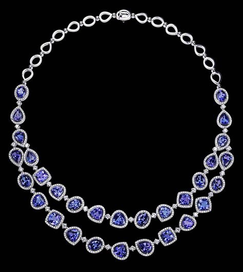 Tanzanite Diamond Necklace, Tanzanite Jewelry Necklaces, Indian Astrology, The Big Blue, Tanzanite Necklace, Ruby Rings, Tanzanite Jewelry, Pearl And Diamond Necklace, Fantasy Closet