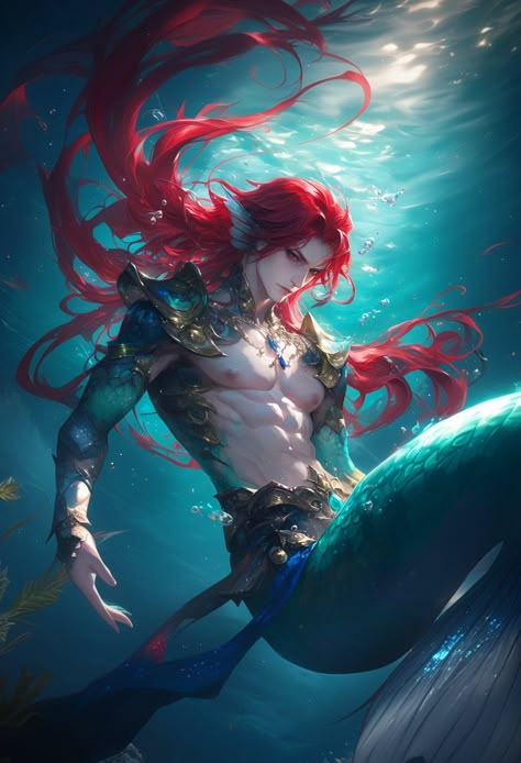 Mermaid Art Painting, Anime Merman, Mermaid Boy, Male Mermaid, Creature Marine, Mermaid Man, Canvas Diy, Mermaids And Mermen, Mythical Creatures Art