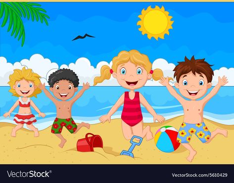 Summer Season Cartoon, Summer Season Images, Sunny Day Cartoon, Summer Season Drawing, Summer Season Cartoon Images, Beach Cartoon Illustration, Summer Vector Illustrations, Cartoon Summer, 3d Wall Painting