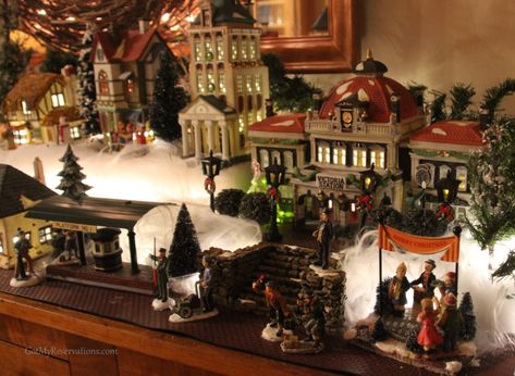 A Visit to Our Dickens Village - Got My Reservations Dept 56 Dickens Village Display Ideas, Dickens Village Display, Ice House, Diy Christmas Village, Dickens Village, Christmas Village Display, Village Display, Glitter Houses, Halloween Village