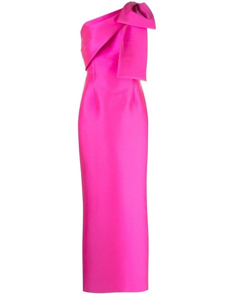 Sachin Hot Pink Mother Of The Bride Dresses, Long Gown Elegant, Nikki Hilton, Best Dressed Wedding Guest, Magenta Fashion, Long Blouse Designs, Mob Dress, Sachin Babi, Off Shoulder Gown