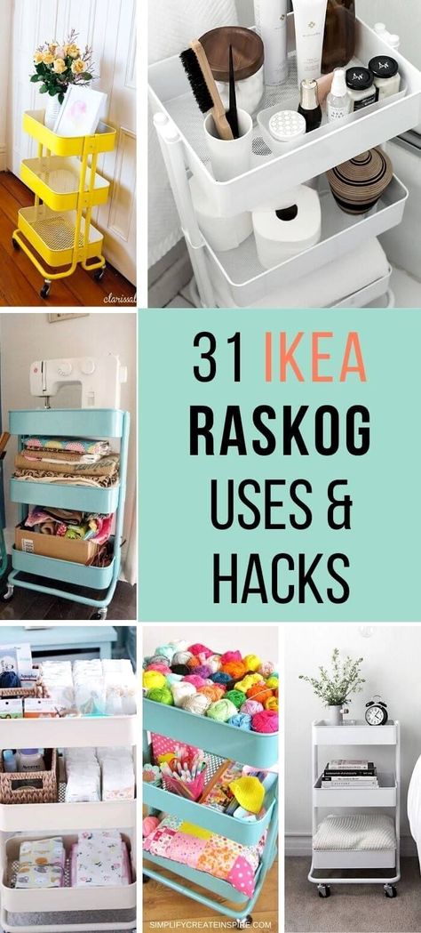 #organizer #homestorage #storagehacks #organization Ikea Cart Playroom, Ikea Raskog Cart Bathroom, Ikea Trolly Ideas, Ikea Rolling Cart Kitchen, Ikea Craft Cart, 3 Tier Trolley Storage Ideas, Raskog Cart Ideas Craft Rooms, 3 Tiered Cart Ideas, Ikea Raskog Cart Craft Storage